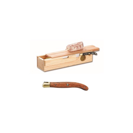 Sausage box + Laguiole carving knife brass bolster Sausage box + Laguiole carving knife brass bolster