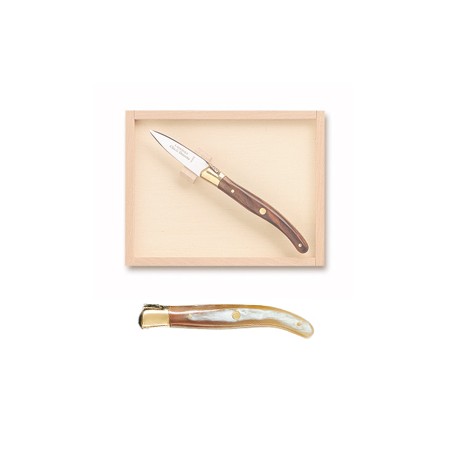 Wood box of Laguiole oyster knife brass bolster