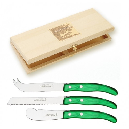 Coffret hêtre 3 pièces petit déjeuner Berlingot manche nacrine