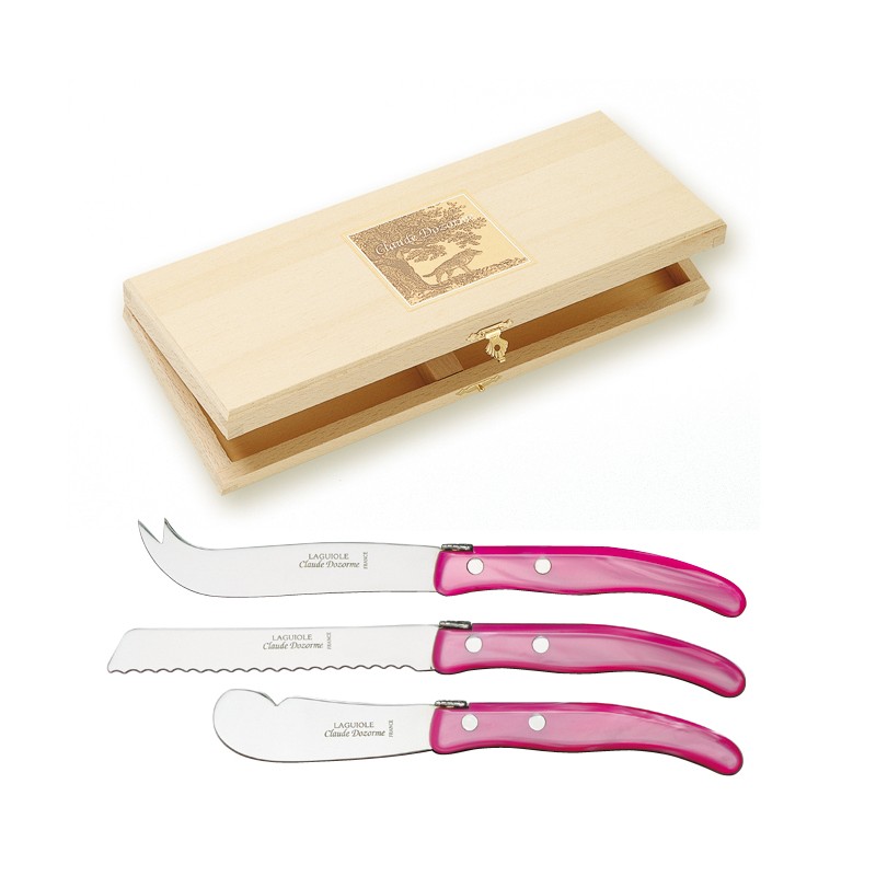 Coffret hêtre 3 pièces petit déjeuner Berlingot manche nacrine