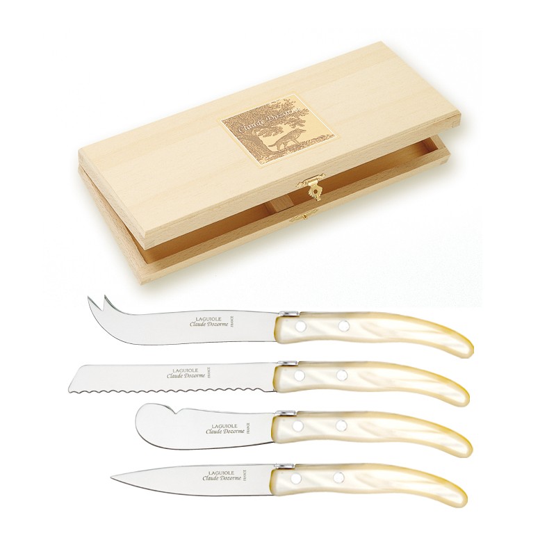 Coffret hêtre 4 pièces petit déjeuner Berlingot manche nacrine