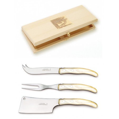 Coffret hêtre spécial fromage Berlingot manche nacrine Coffret hêtre spécial fromage Berlingot manche nacrine