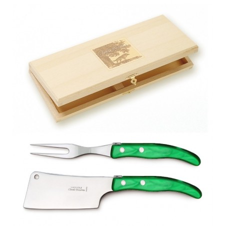 Wood box of cheese service single color resin handle