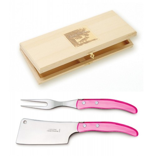 Wood box of cheese service single color resin handle