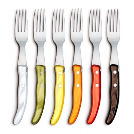 Coffret hêtre 6 couteaux Berlingot panaché manche nacrine