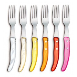 Coffret hêtre 6 couteaux Berlingot panaché manche nacrine