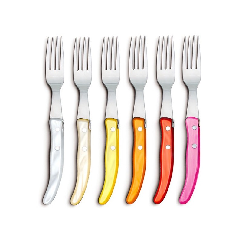 Coffret hêtre 6 couteaux Berlingot panaché manche nacrine