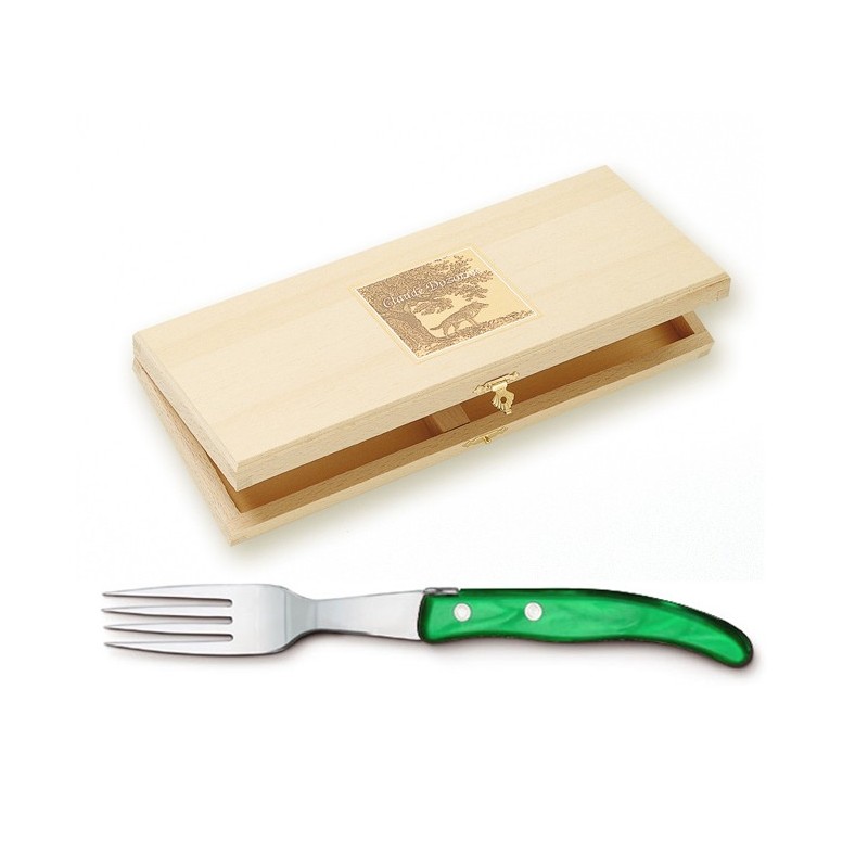 Coffret hêtre 6 couteaux Berlingot panaché manche nacrine