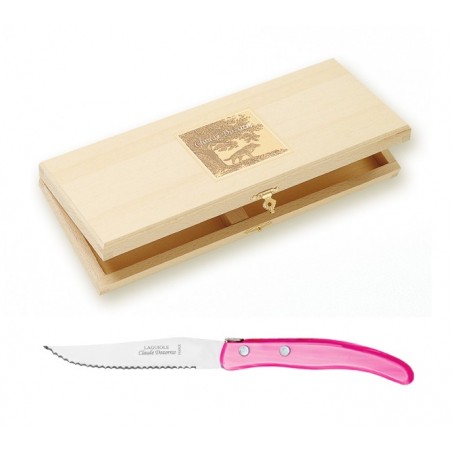 Wood box berlingot 12 knives single color resin handle