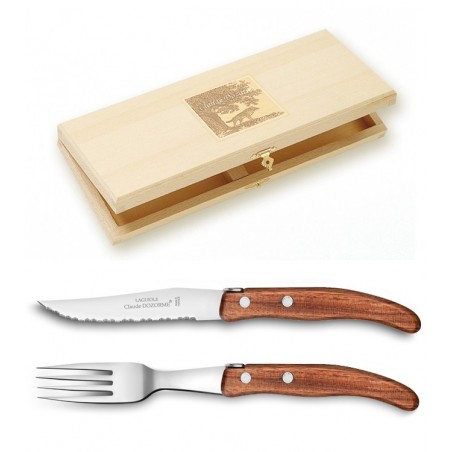Wood box berlingot 6 knives and 6 forks wood handle