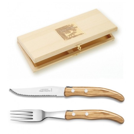 Coffret hêtre berlingot 6 couteaux et 6 fourchettes manche bois