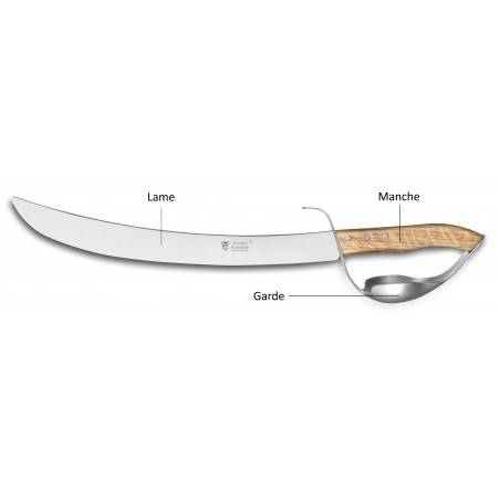 Champagn saber wood handle aluminium hilt on oak display stand Claude Dozorme Champagn saber wood handle aluminium hilt on oak display stand Claude Dozorme