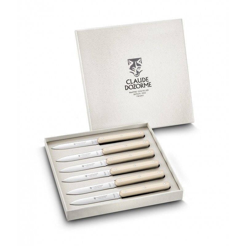 Coffret 6 couteaux à steak Navette 6.16 manche nacrine
