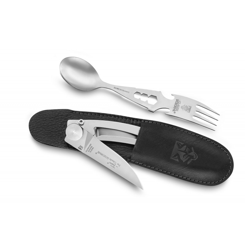 Pouch with Laguiole Liner pocket knife + Forkspinner