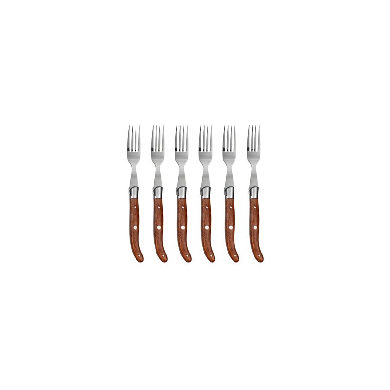Coffret hêtre 6 fourchettes super Laguiole mitre inox
