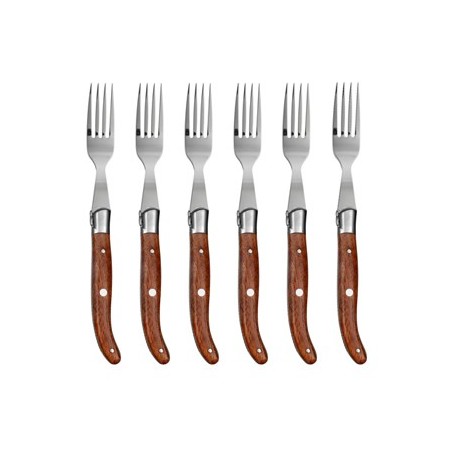 Coffret hêtre 6 fourchettes super Laguiole mitre inox