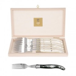Coffret hêtre 6 fourchettes super Laguiole mitre inox