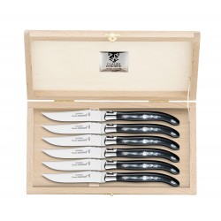 Coffret hêtre 6 couteaux super Laguiole mitre inox Claude Dozorme