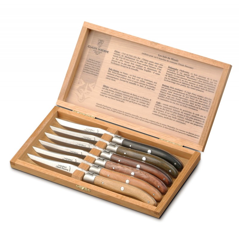 Laguiole 6 couteaux steak 1,2 mm en coffret noir