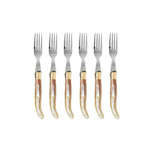 Coffret hêtre 6 fourchettes super Laguiole mitre laiton