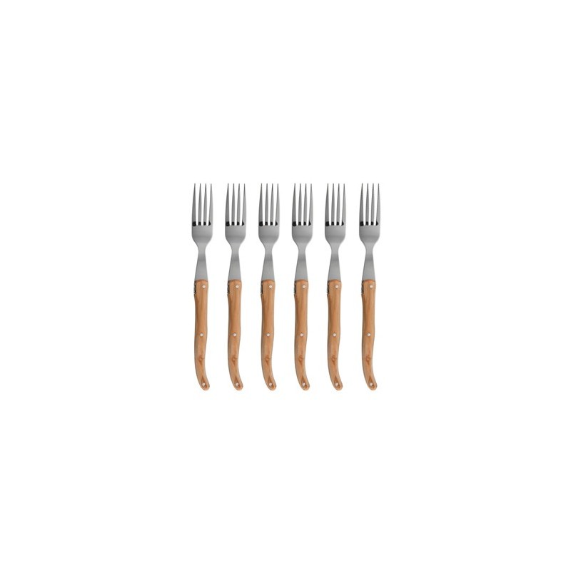 Wood box of 6 Laguiole forks no bolster