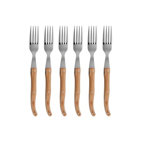 Wood box of 6 Laguiole forks no bolster
