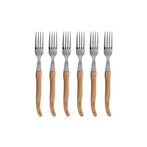Wood box of 6 Laguiole forks no bolster