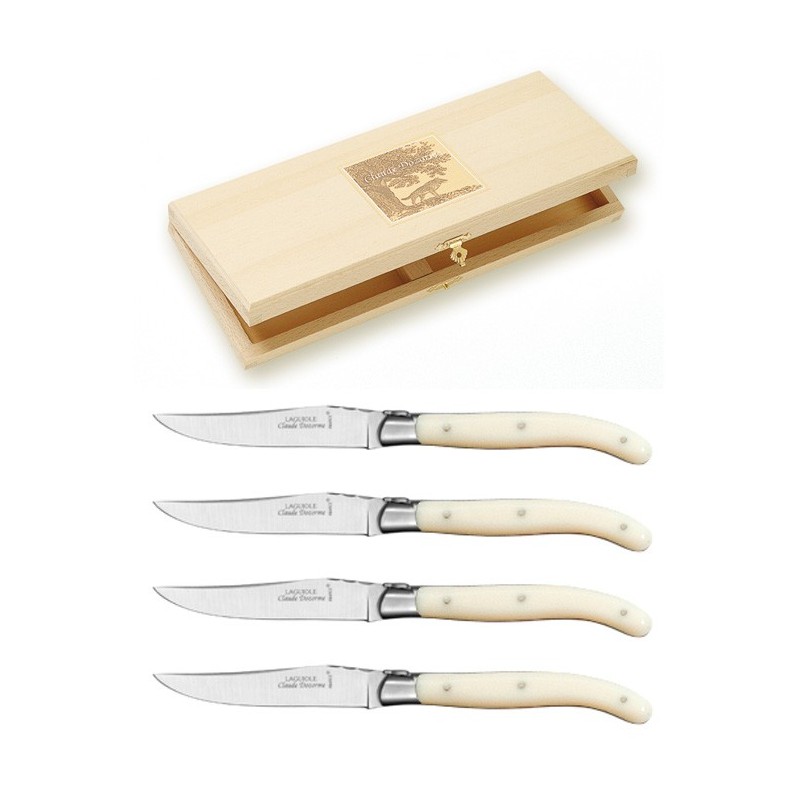 Wood box of 6 Laguiole knives stainless steel bolster Claude Dozorme Wood box of 6 Laguiole knives stainless steel bolster Claude Dozorme
