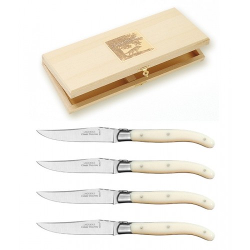 Coffret hêtre 6 couteaux super Laguiole mitre inox Claude Dozorme