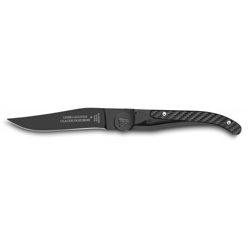 Liner Lock Laguiole pocket knife black blade carbon handle