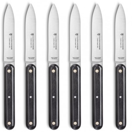 Oak wood box steak knives Navette à l'ancienne ebony wood handle