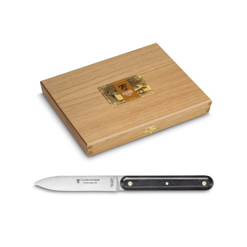 Coffret chêne couteaux à steak Navette prestige manche ébène