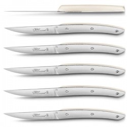 Wood box of 6 Thiers knives plexi handle Claude Dozorme
