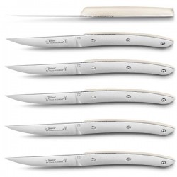 Set of 6 LE THIERS® table steak knives with ebony wood handle and stainless  steel blade