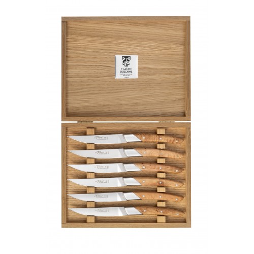 Oak wood box Le Thiers® Art Déco steak knives precious wood handle