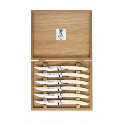 Oak wood box Le Thiers® Art Déco steak knives ivory handle