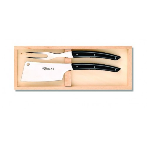 Wood box of Thiers cheese set stainless steel handle