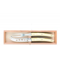Wood box of Thiers cheese set stainless steel handle