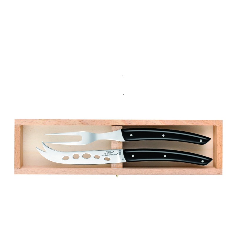 Wood box of Thiers cheese set stainless steel handle Wood box of Thiers cheese set stainless steel handle