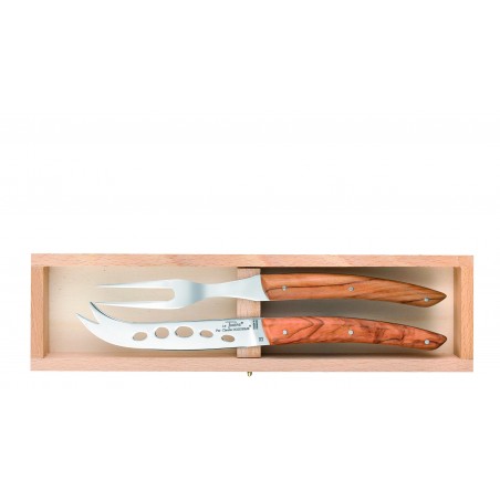 Wood box of Thiers cheese set stainless steel handle
