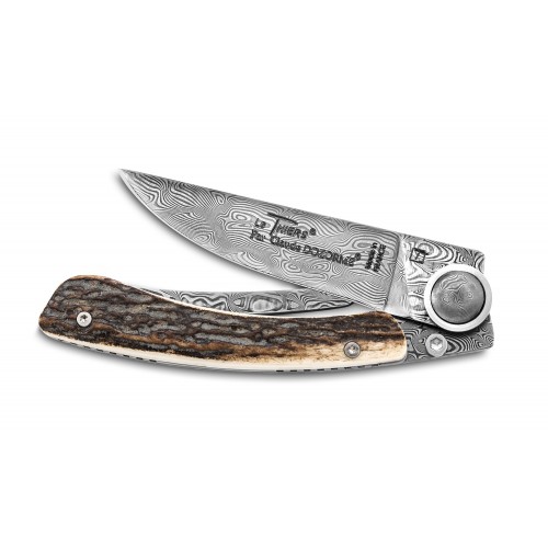 Liner Lock Thiers grand modèle lame damas manche bélier