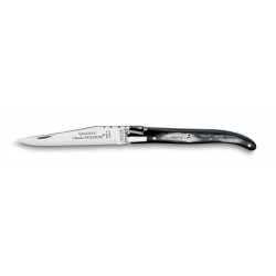 Laguiole pocket knife 3,5" black horn handle and brass bolster