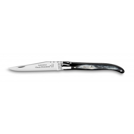 Laguiole pocket knife 3,5" black horn handle and brass bolster