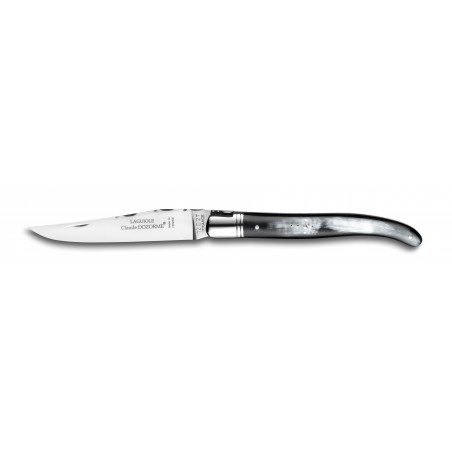 Couteau de poche laguiole 12cm manche corne noire mitre laiton