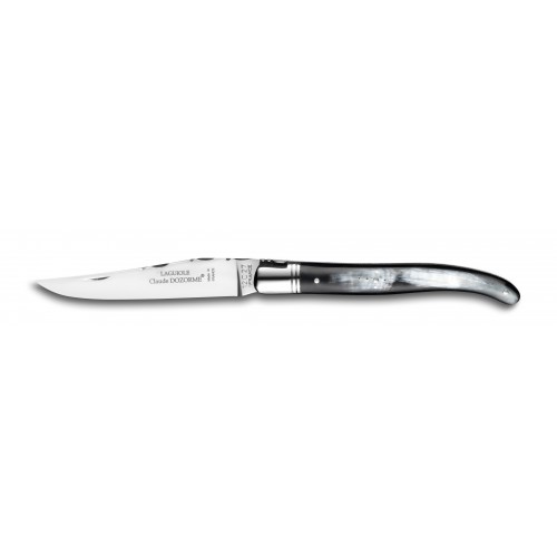 Laguiole classic pocket knife 4"3/4 black horn handle and brass bolster