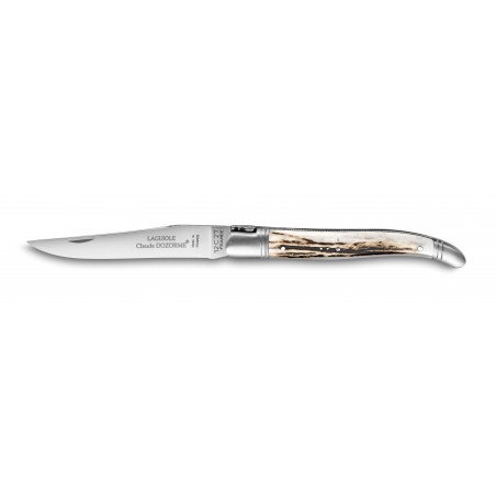 Couteau de poche laguiole 12cm manche cerf mitre laiton