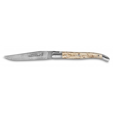Laguiole pocket knife Damascus blade wood handle