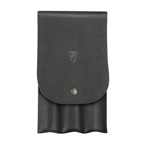 Leather case with 3 cheese knives for service olive wood handle