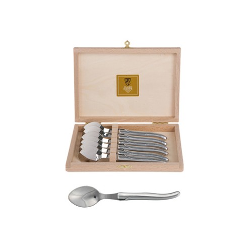 Coffret hêtre 6 cuillères à café Laguiole plein manche