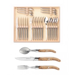 Coffret ménagère 24 pièces super Laguiole mitre inox manche nacrine ivoirine